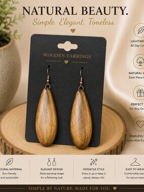 🤎 Natural Wooden Drop Earrings | Lightweight Boho Statement Earrings | Handmade